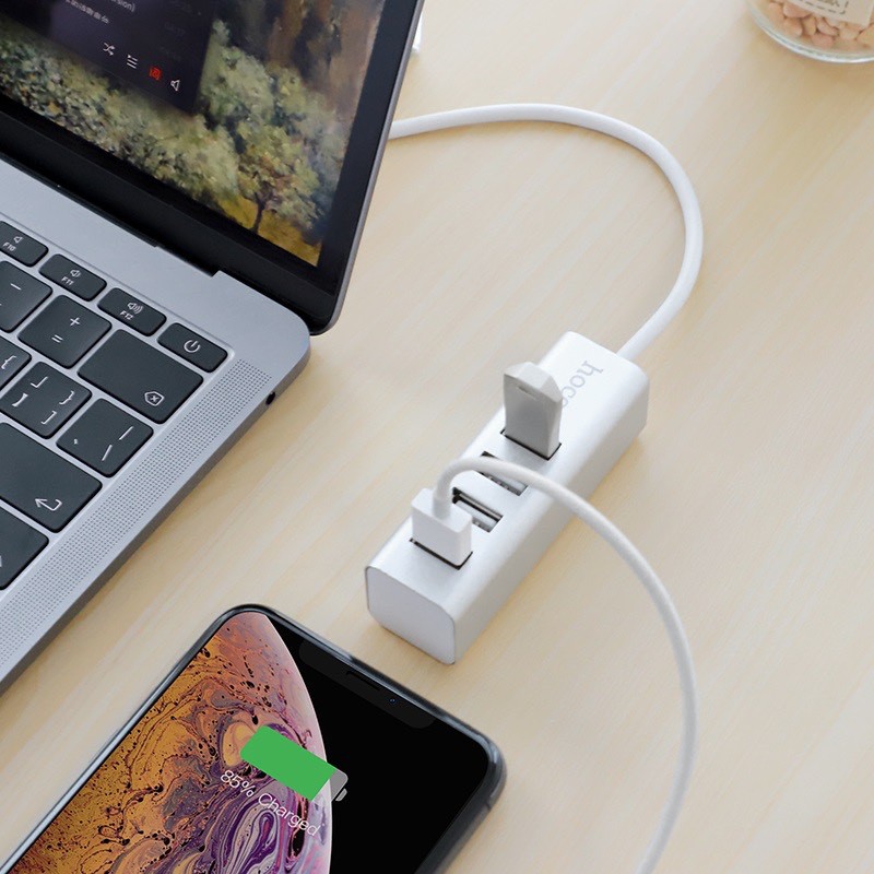 Hub chia cổng USB Hoco HB1, bộ chia 4 cổng usb cho laptop, Macbook, máy tính để bàn hàng chính hãng.