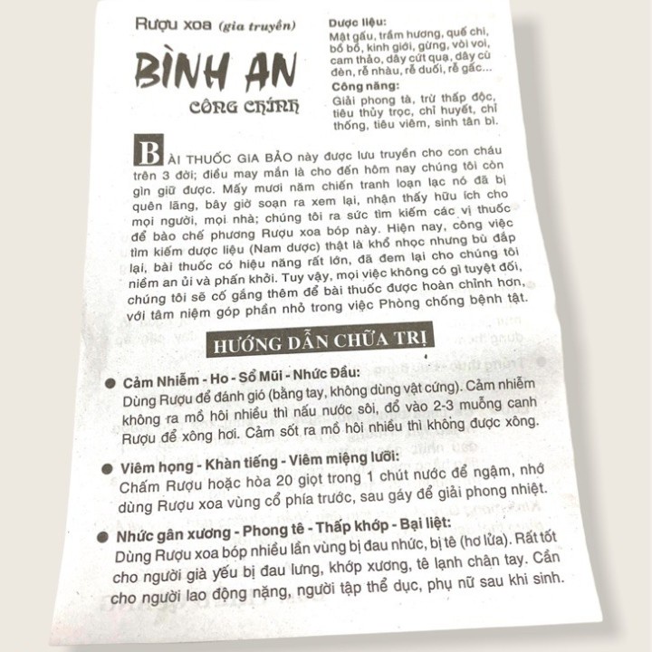 Dầu xoa bóp gia truyền Bình An