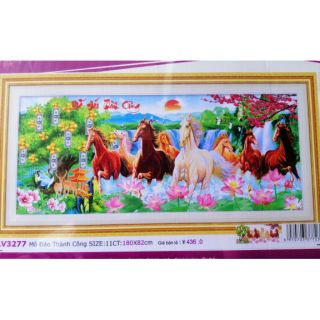Tranh thêu chữ thập Mã đáo thành công 1m80 (chưa thêu) LV3277