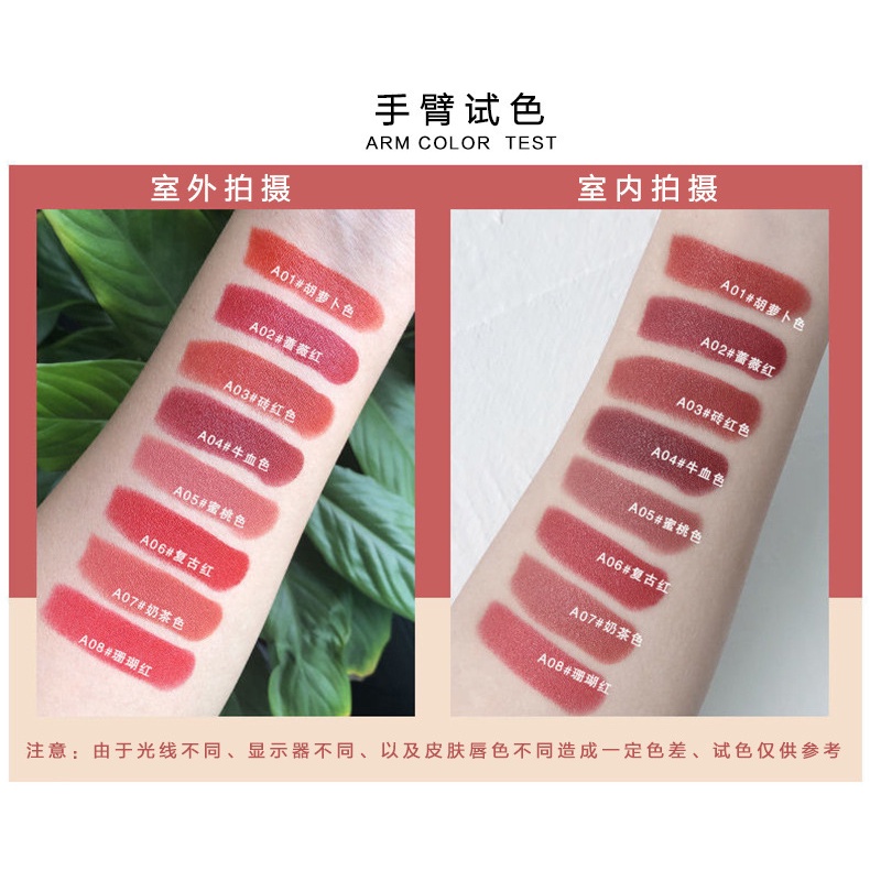 Son Môi Dưỡng Ẩm Lâu Trôi Không Thấm Nước Chống Dính 8 Màu Sắc Chọn Lựa