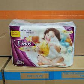 Giấy vệ sinh E'mos Premium cá heo xanh 6 cuộn x 2 lớp