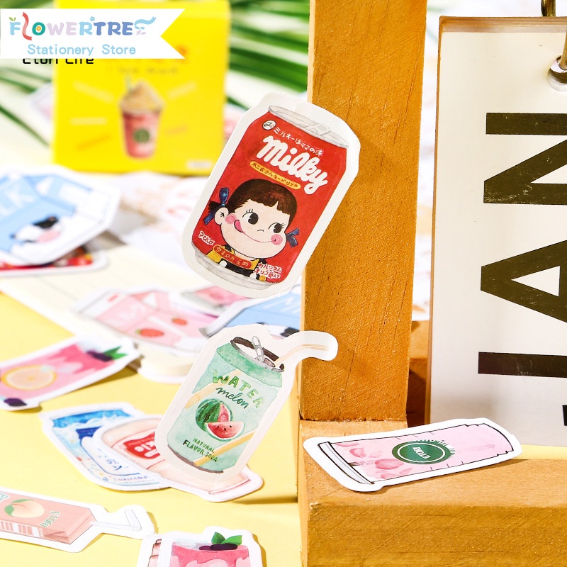 Set 46 hình dán trang trí sổ tay hình bình sữa xinh xắn