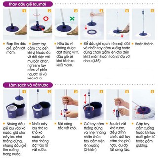 Cây lau nhà nhấn xoay 360 độ omega Mop