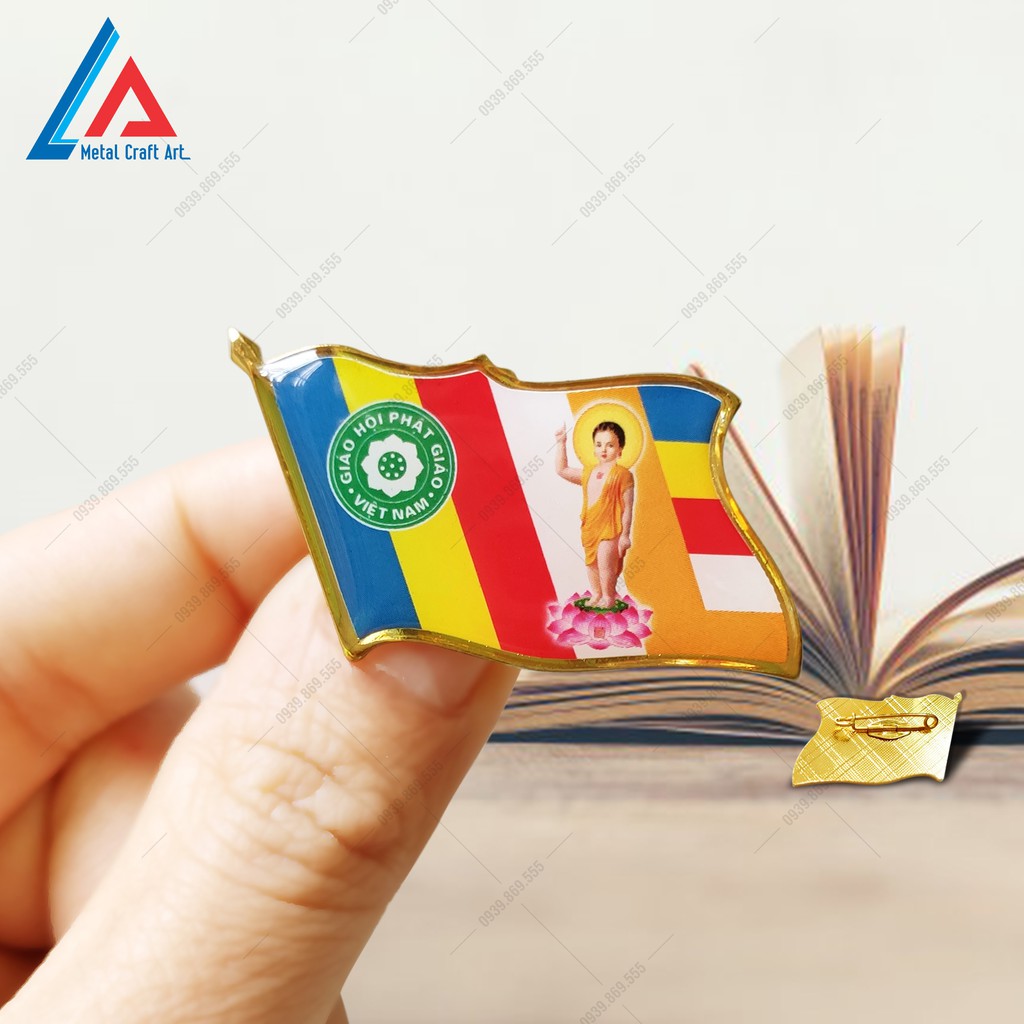 Huy hiệu Lá cờ cài áo in nội dung theo yêu cầu