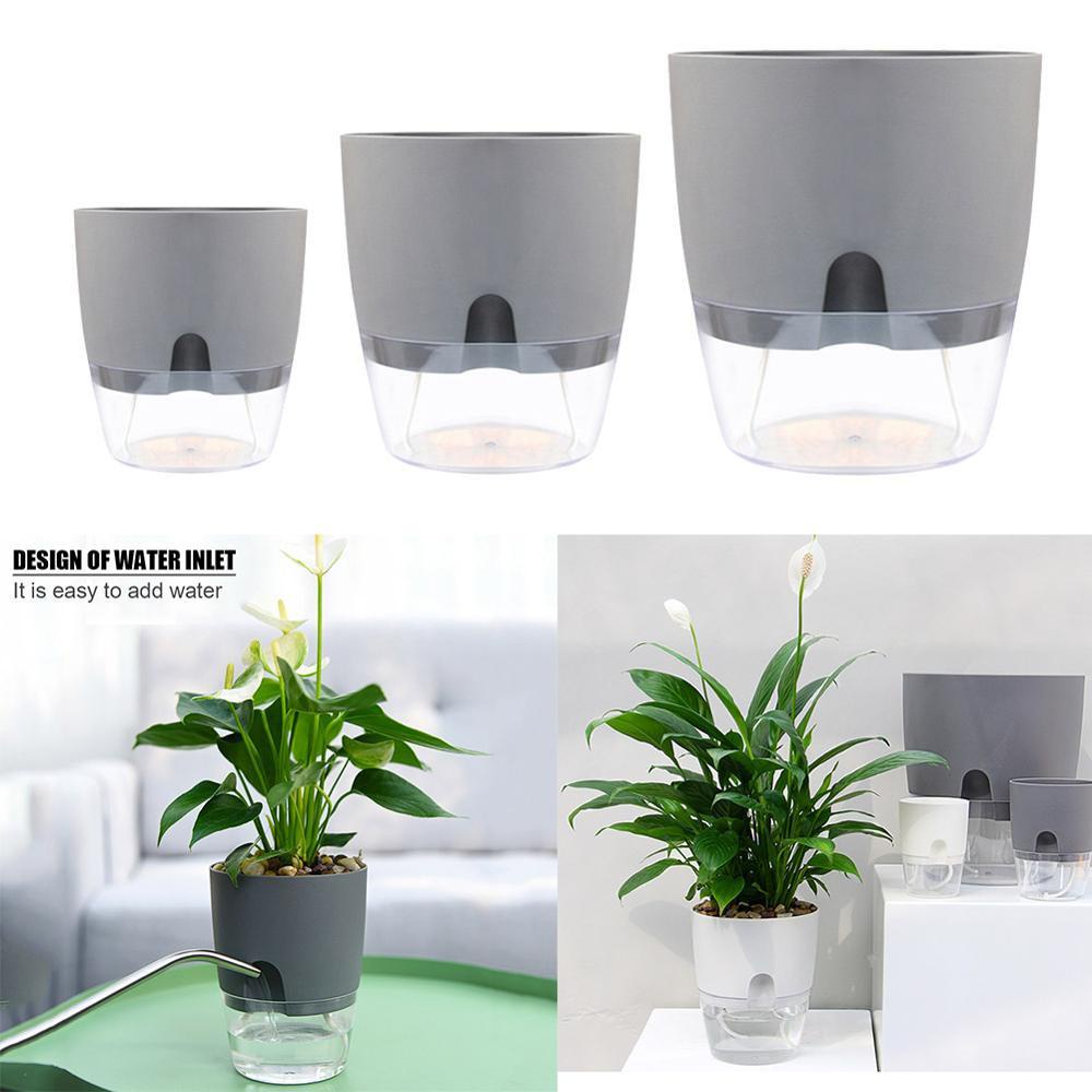 LEISURE Chậu Trồng Cây Thủy Canh 2 Lớp Trong Suốt Hình Tròn Hấp Thụ Nước Kèm Dây Thừng cotton