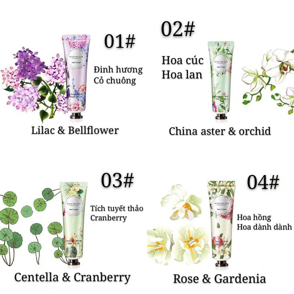 Maycreate - Kem tay hương hoa quả các mùi dưỡng tay
