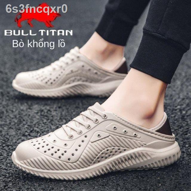 ✱Bull lỗ khổng lồ giày nam dép đi trong nhà mùa hè dép nam 2021 dép mới và dép đi biển Baotou