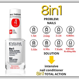 Dưỡng móng Eveline 8in1 phục hồi móng hiệu quả
