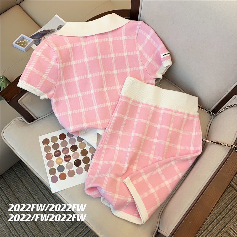 Bộ đồ dệt kim mùa hè 2022 phong cách thời trang trẻ trung cho nữ