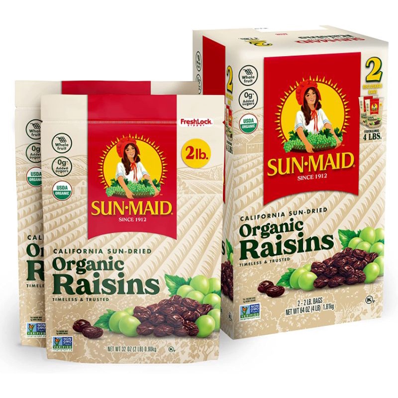 (Hàng air Mỹ - Date 2023) Nho khô 907g Organic SUNMAID Raisins