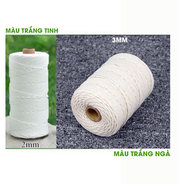 1kg dây Macrame cuộn 2mm màu trắng