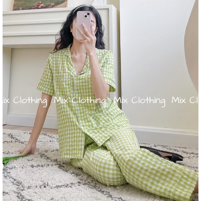 BỘ ĐỒ NGỦ DÀI, SET PIJAMA MẶC NHÀ #CARO CUTE FORM RỘNG