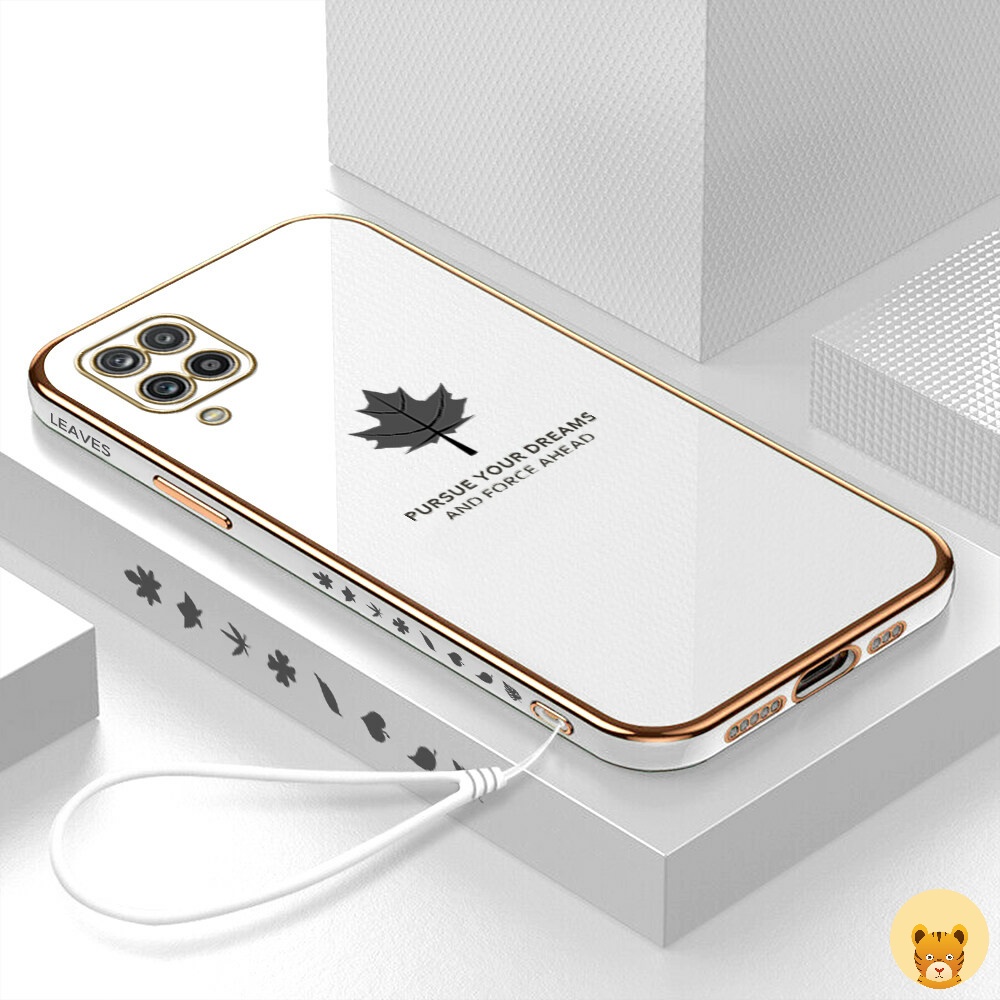 Ốp Điện Thoại Mềm Mạ Họa Tiết Sang Trọng Kèm Dây Đeo Cho Samsung A12 M12