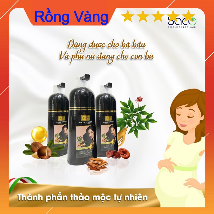 Dầu Gội Nhuộm Tóc Thảo Dược Tự Nhiên SACO ,Dầu gội đầu phủ bạc dưỡng chất tự nhiên Hàng chuẩn Ý