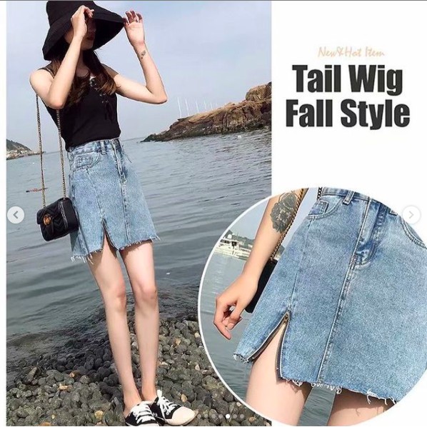 [BIGISZE GIÁ RẺ 50-120kg S-5XL] Chân váy chữ A jean nữ bigsize kiểu dáng ngắn xẻ đùi dành cho các bạn dáng người mập