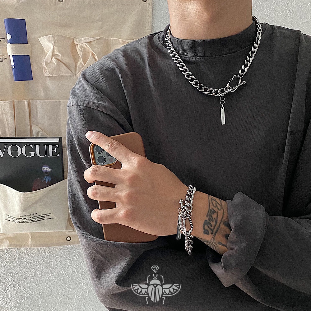 Vòng cổ Thép Titan Dày Phong Cách Hip Hop Âu Mỹ Thời Trang Cho Nam Và Nữ