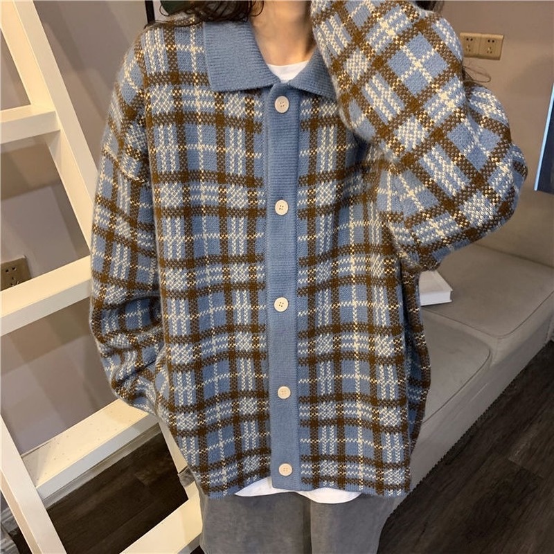 Áo khoác Cardigan dệt kim dáng rộng phong cách Nhật Bản thời trang thu đông hàng mới
