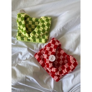 [ẢNH THẬT] CHECKERED HANDBAG. TÚI LEN MÓC XÁCH TAY SIZE S