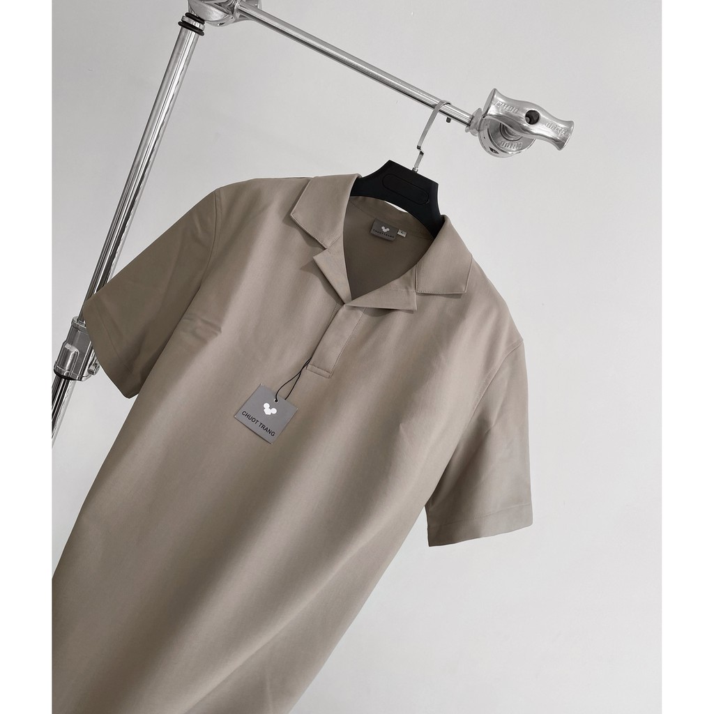 ÁO SƠ MI cổ vest CHUOT TRANG không nút KKL /nâu /cafe