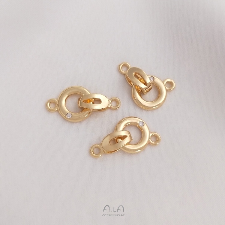 █diy゜14k●1 Khóa Cài Tròn Mạ Vàng 14K Dùng Làm Vòng Tay / Dây Chuyền diy