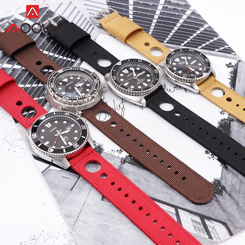 Dây Đeo Đồng Hồ Bằng Nylon Lỗ Tròn 20mm 22mm Tháo Gỡ Nhanh Cho Samsung Active S3 Huawei Watch GT 2 3 42mm 46mm