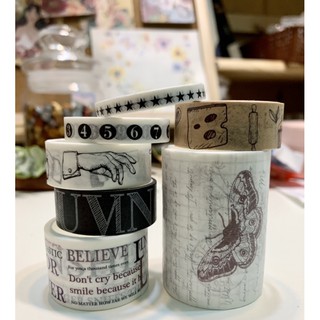 Set 7 cuộn washi tape cơ bản, cổ điển, vintage, trang trí sổ tay, nhật kí, bullet journal