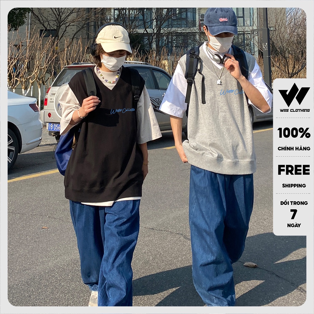 Áo gile unisex WIIS form rộng Gile CAFE nam nữ oversize phong cách ulzzang