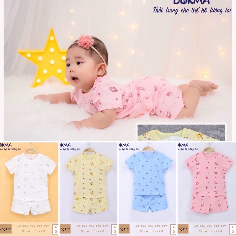 Bộ sơ sinh Dokma cài vai cộc tay cho bé từ (6-24 tháng tuổi) DA413, DQ412