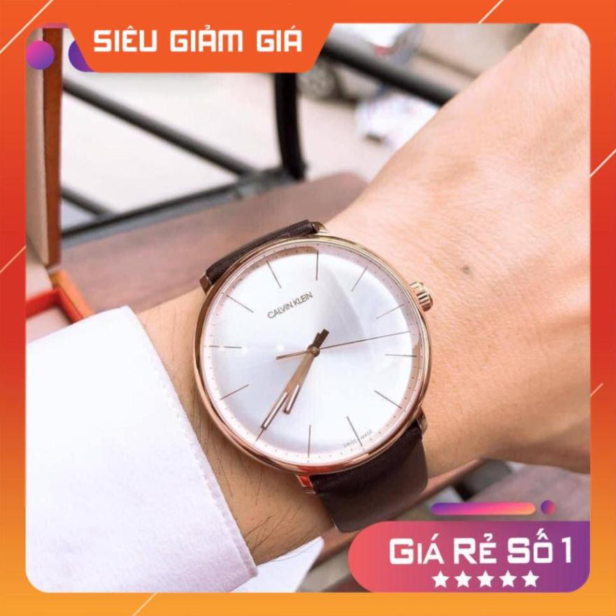 Đồng hồ nam Calvin Klein K8M216G6 dây da nâu , viền vàng , mặt trắng Full Box ⚜️Hàng Authentic⚜️