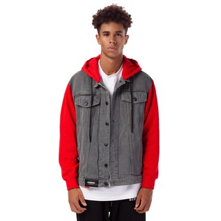 5THEWAY® DENIM JACKET WITH FLEECE™ in GR/RE aka Áo Khoác Jean 5THEWAY Tay Dài Xanh