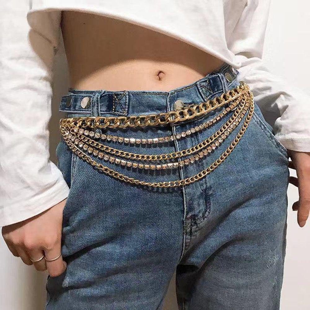Dây Xích Đeo Hông Nhiều Lớp Bằng Kim Loại Phong Cách Hip Hop Cho Nữ