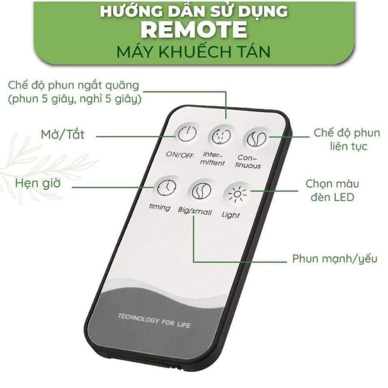 Remote điều khiển máy khuếch tán tinh dầu, máy xông tinh dầu
