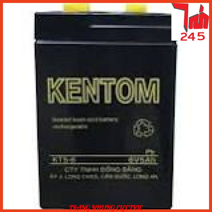 ⚡GIÁ TỐT⚡ Bình Ắc Quy Khô gắn Quạt Sạc, Đèn Sạc 6V 5A Kentom Chính Hãng
