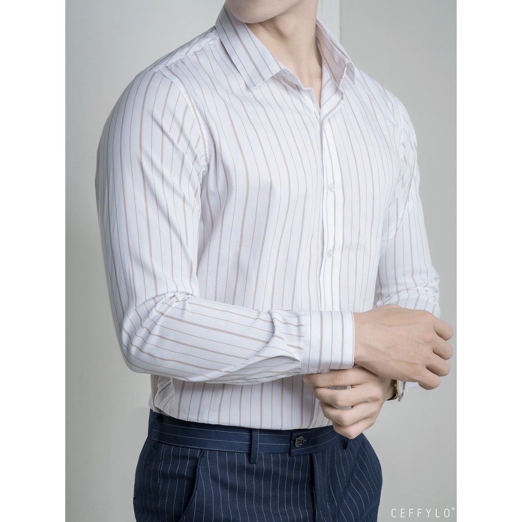 Áo Sơmi Kẻ CEFFYLO 2 Vải Cotton Cao Cấp Co Giãn Nhẹ 3 Màu | BigBuy360 - bigbuy360.vn