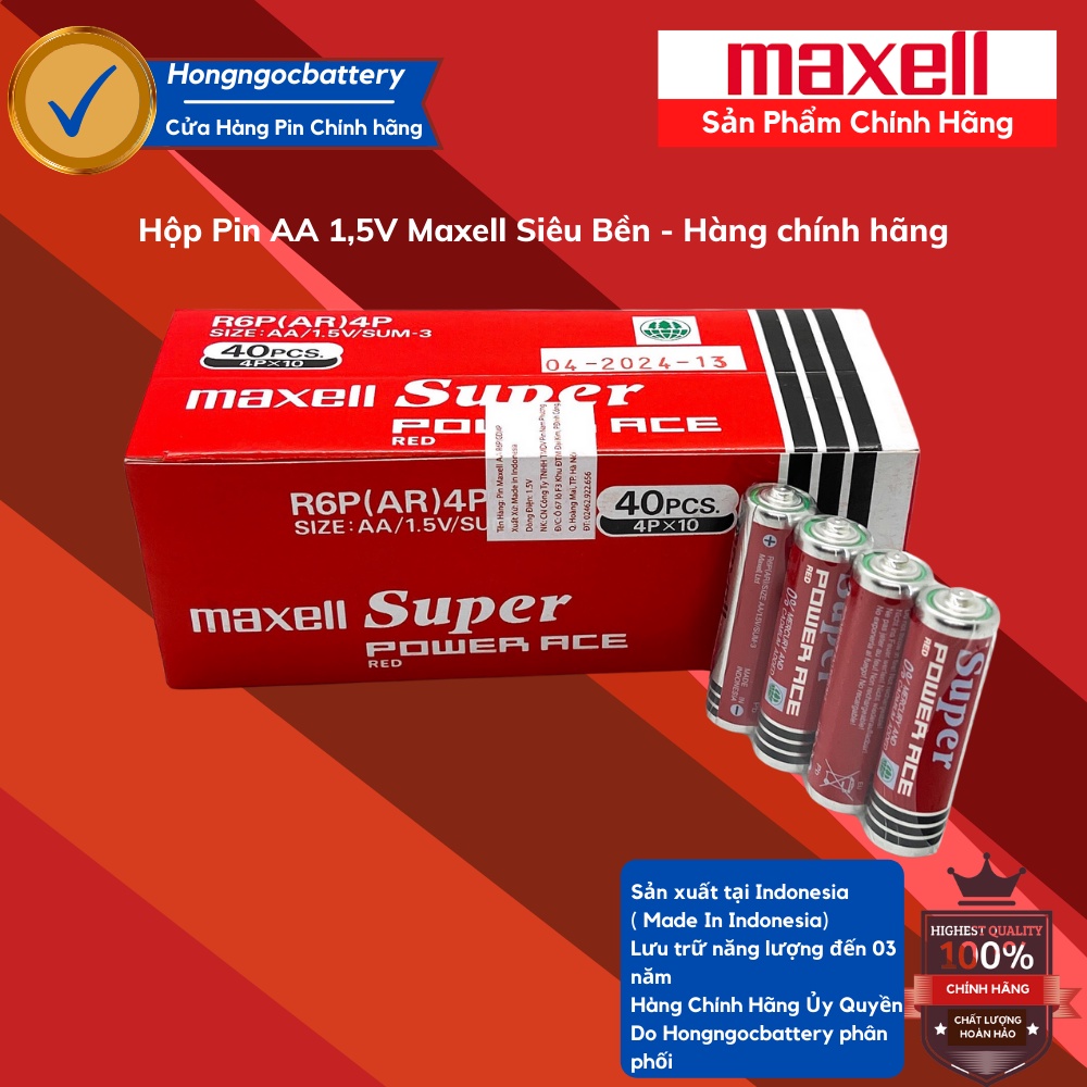 Hộp 40 Viên Pin AA  Maxell Siêu Bền - Hàng nhập khẩu