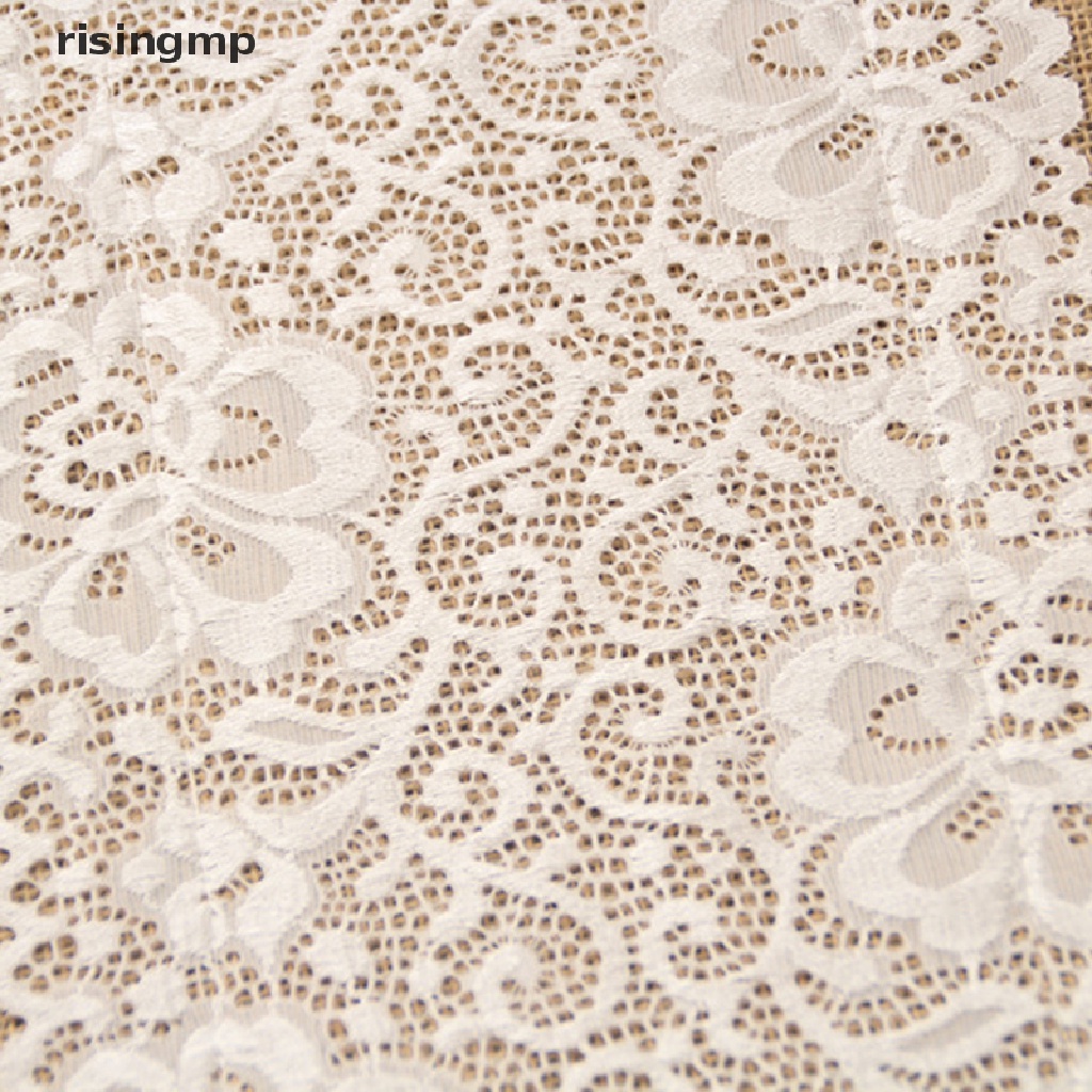 Khăn Trải Bàn Vải Bố Phối Ren Tự Nhiên Kích Thước 30x180cm Dùng Trang Trí Tiệc Cưới ♨Trên đó