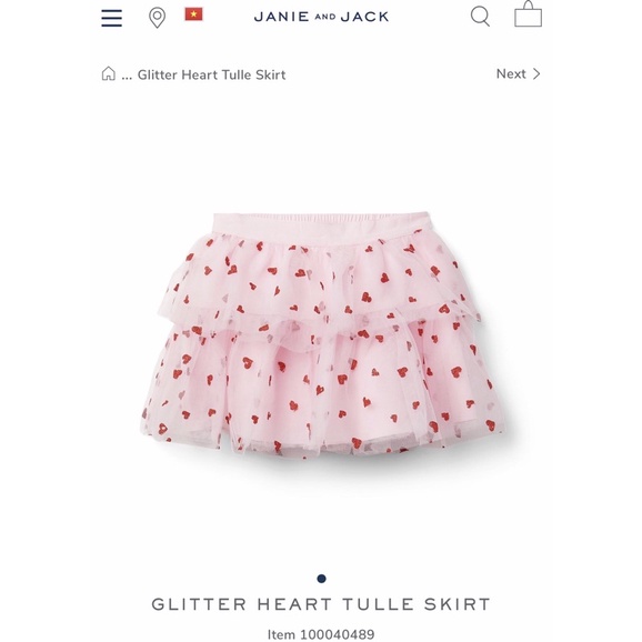 Váy xoè tầng bé gái glitter heart tulle - trái tim - Janie and Jack