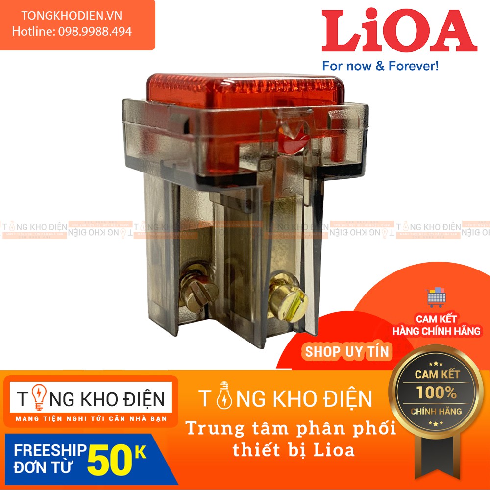 Hạt đèn báo vuông LiOA, màu TRẮNG, tiếp điểm ĐỒNG
