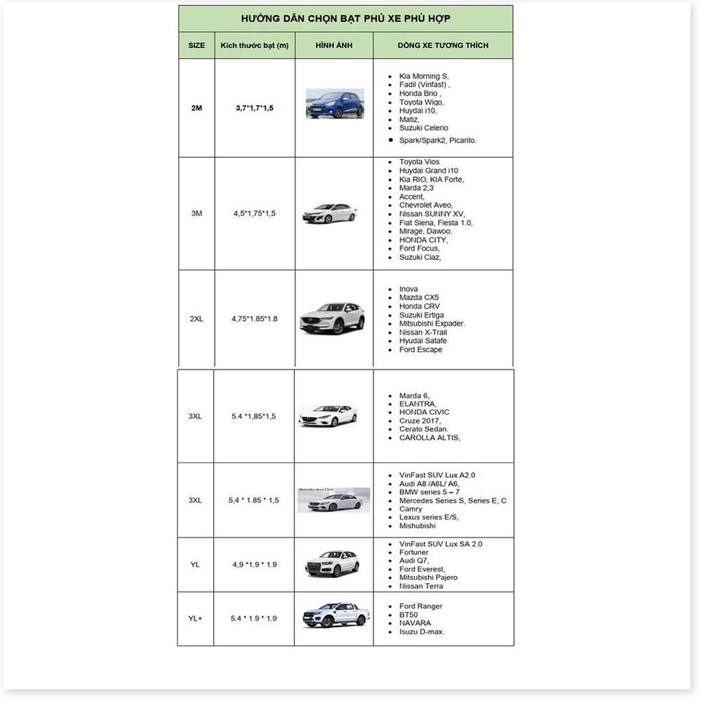 Bạt phủ xe hơi tráng nhôm bạc cho xe 4-7 chỗ (Kia morning, Vinfast Fadil, Grand i10, SataFe, Fortuner, Ford Ranger.....)