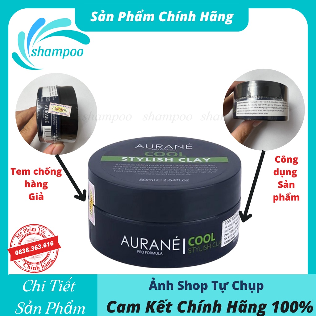 Sáp vuốt tóc Aurane Cool Stylish Clay 80ml tạo kiểu tóc nhập khẩu Pháp