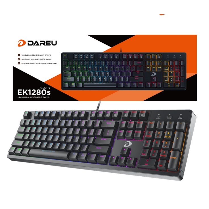 Bàn phím cơ Gaming Dareu EK1280S Full size Multi Led (Chính Hãng, Bảo hành 24 Tháng)