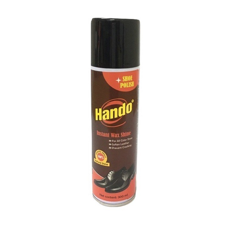 Xi bóng bảo dưỡng giày da Hando 300ml - Đánh bóng cấp tốc, bảo vệ màu da, chống thấm nước