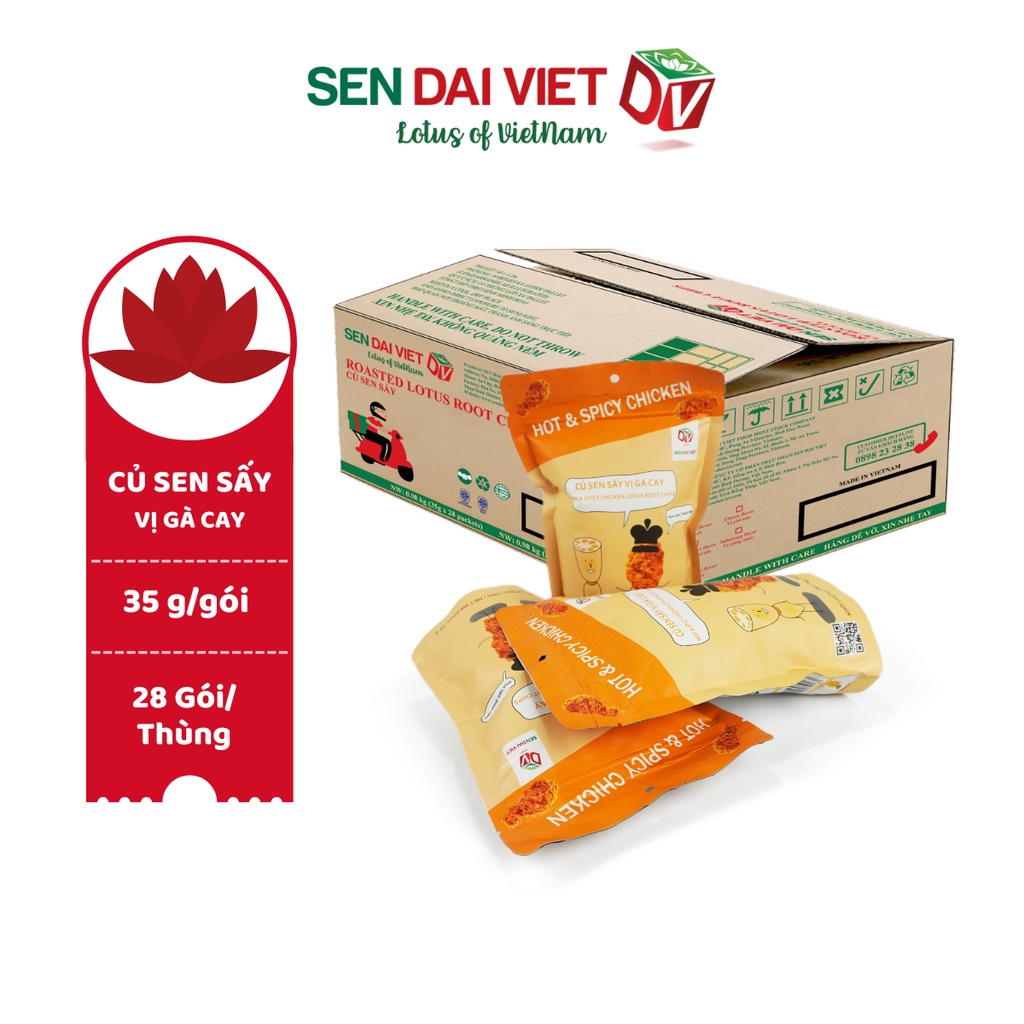 [Thùng 28 Gói]Củ Sen Sấy Vị Gà Cay-Cay Cay,Mặn Mặn-Sen Đại Việt-Gói 35g-Date Mới Nhất.