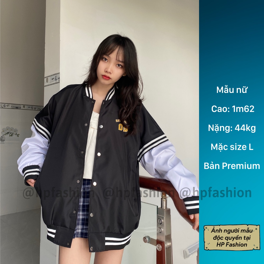 Áo bomber Varsity form rộng EVELYN 09 vải dù cao cấp ❤️ Áo khoác bóng chày dáng Unisex nam nữ D06