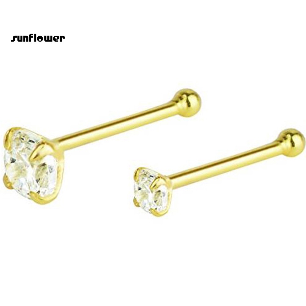 Set 3 Khuyên Mũi Bằng Thép Không Gỉ Đính Đá Cá Tính Thời Trang