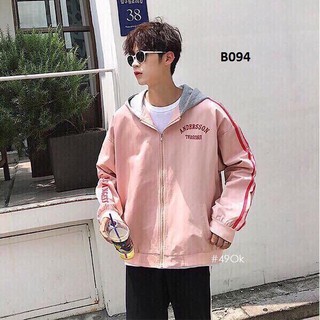 Áo khoác dù phối có nón hàn quốc