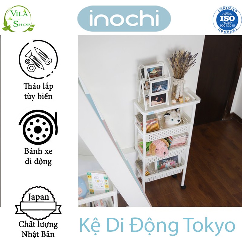 Kệ Đa Năng Di Động, Kệ 4 Tầng Tokyo Inochi, Nhưa Cao Cấp - Chắc Chắn - Sang Trọng - Gọn Gàng