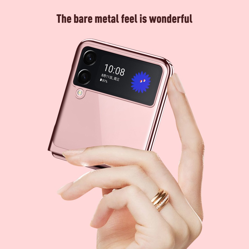 Ốp Điện Thoại Cứng Trong Suốt Mạ Điện Cho Samsung Galaxy Z Flip 3 5G