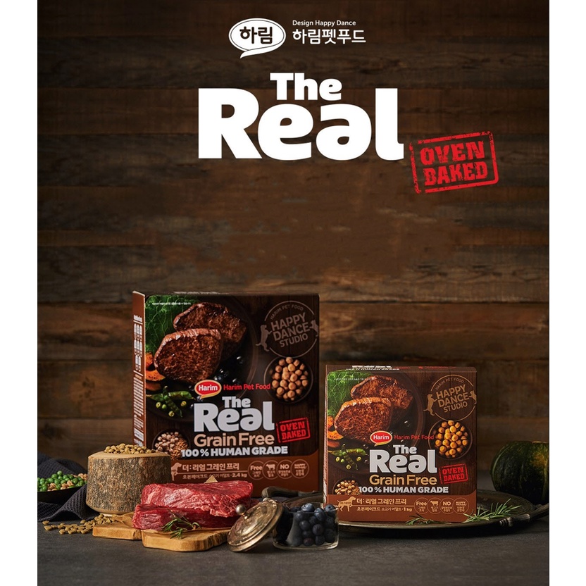 Hạt Harim The Real Oven Baked Grain Free 100% Human Grade cao cấp dành cho Chó trưởng thành Hàn Quốc Bò nướng giàu xơ