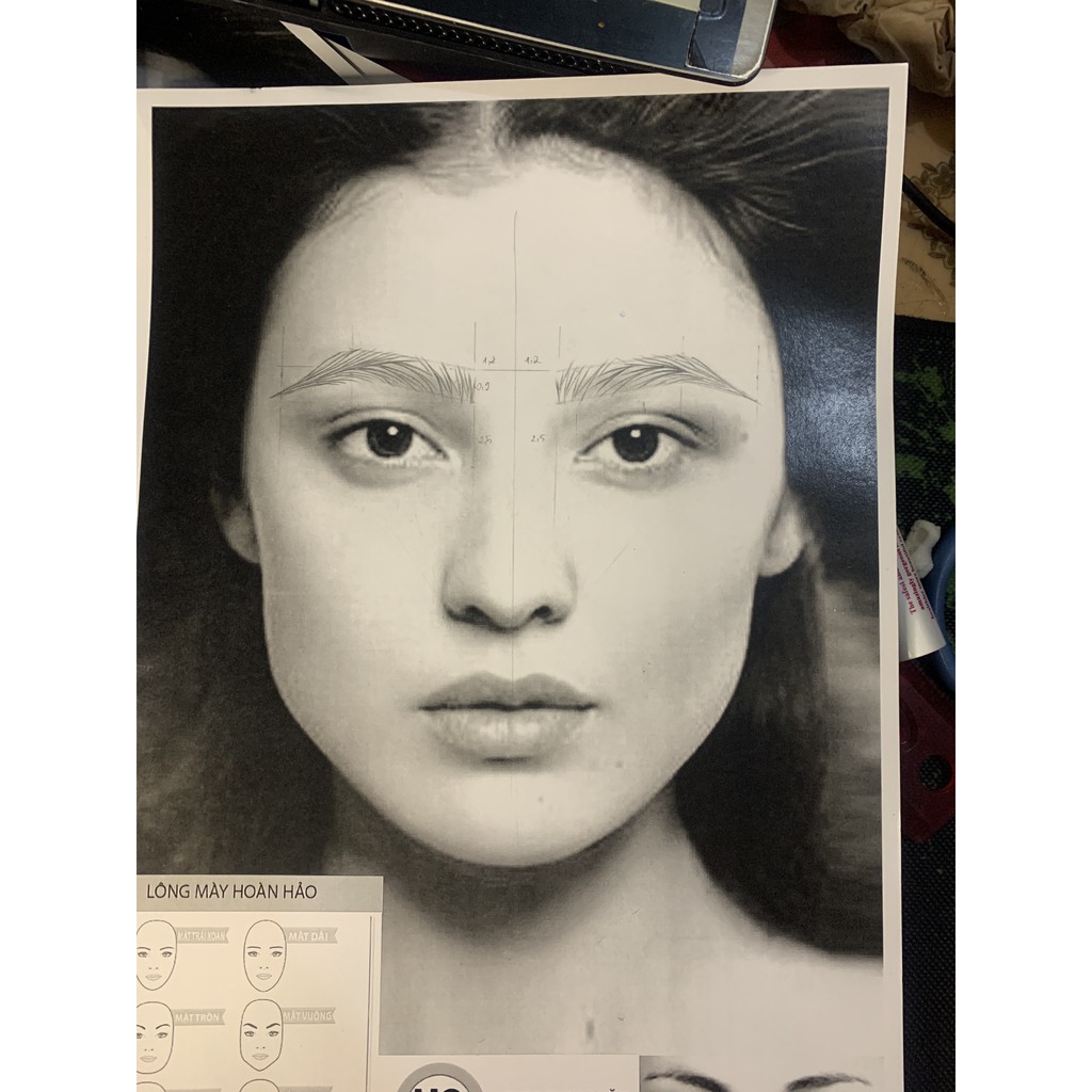 Giấy tập vẽ dáng lông mày phong thủy giáo trình chỉ bán file| 10 mặt | Dụng cụ phun xăm